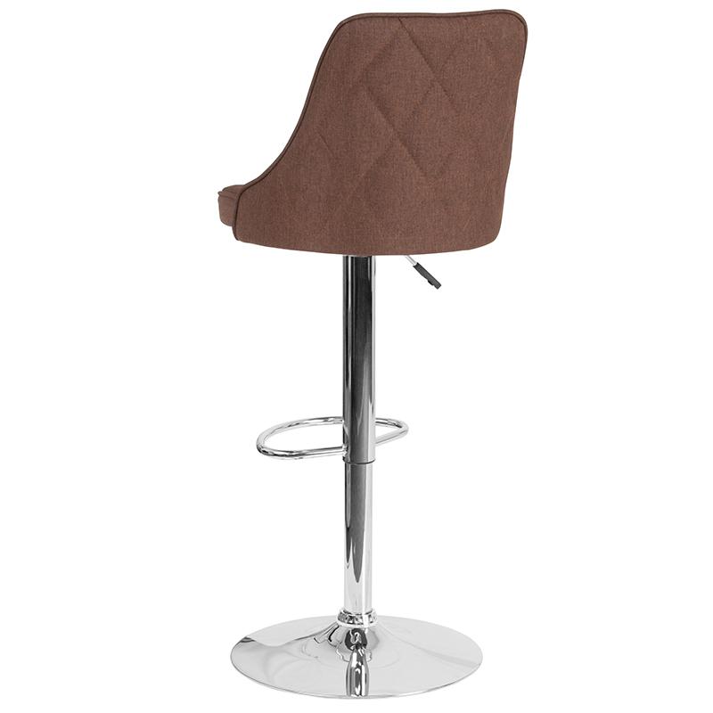 Trieste Contemporary Adjustable Height Barstool in Brown Fabric. Picture 3