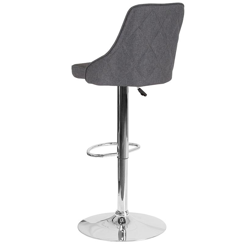 Trieste Contemporary Adjustable Height Barstool in Dark Gray Fabric. Picture 3