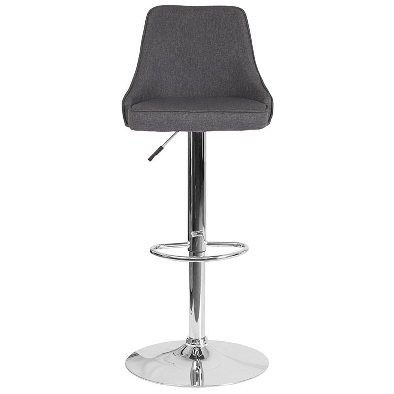 Trieste Contemporary Adjustable Height Barstool in Dark Gray Fabric. Picture 4