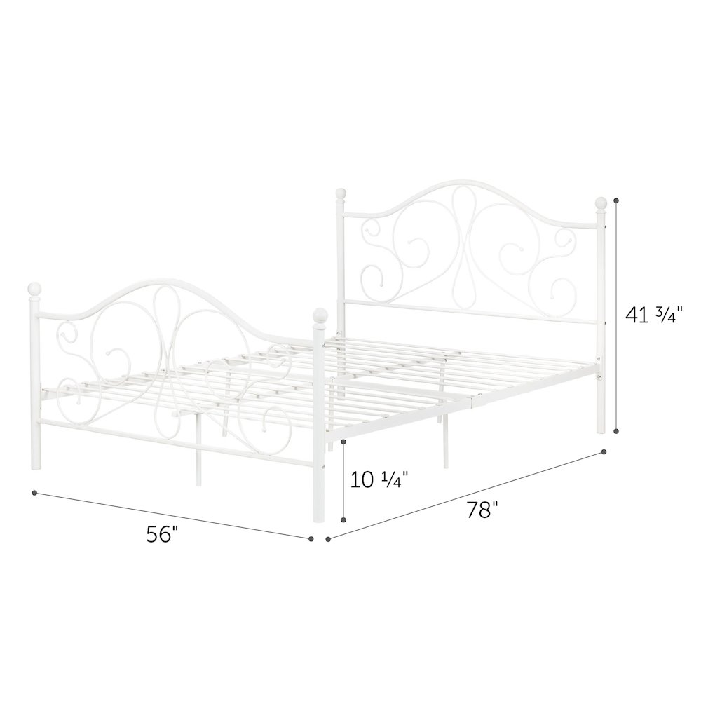Summer Breeze Complete Metal Platform Bed , White, W55.86 x D78 x H41.75. Picture 4