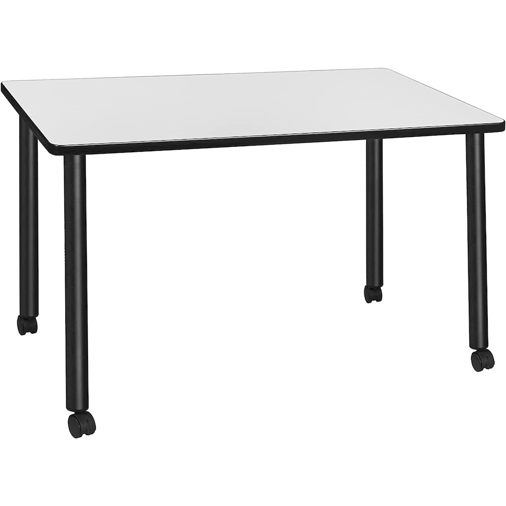 48" x 24" Kee Mobile Training Table- White/ Black. Picture 1