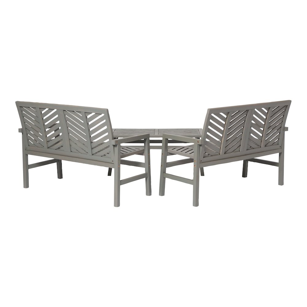3-Piece Chevron Outdoor Patio Loveseat Chat Set - Grey Wash. Picture 3