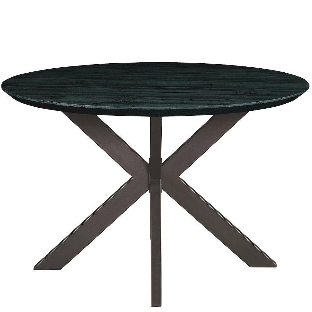 Ravenna 47" Round Wood Dining Table With Modern Metal Base. Picture 2