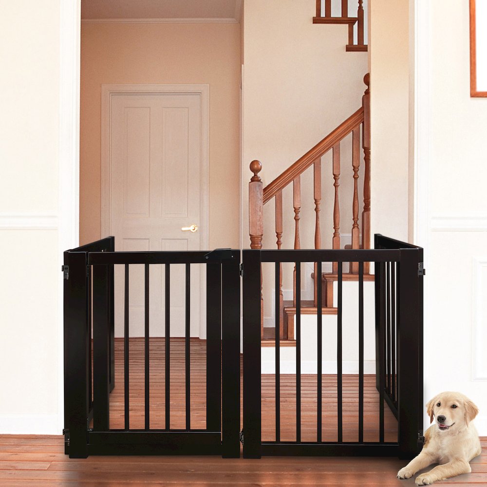 American Trails Free Standing Pet Gate with Door-Espresso. Picture 8