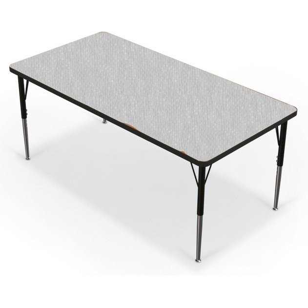 Activity Table - 30"X60" Rectangle - Gray Nebula Top Surface - Black Edgeband. Picture 1