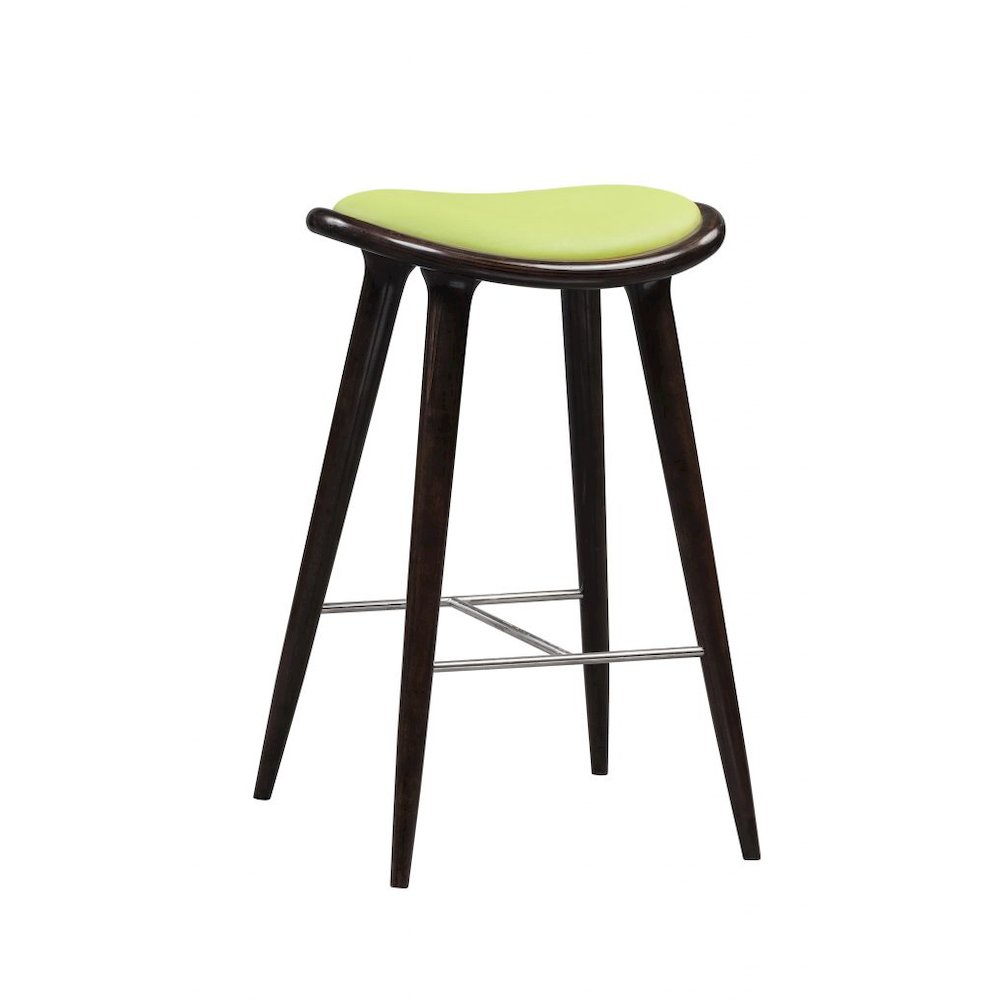 Lucio Oval Stool, Cappuccino with green PU. The main picture.