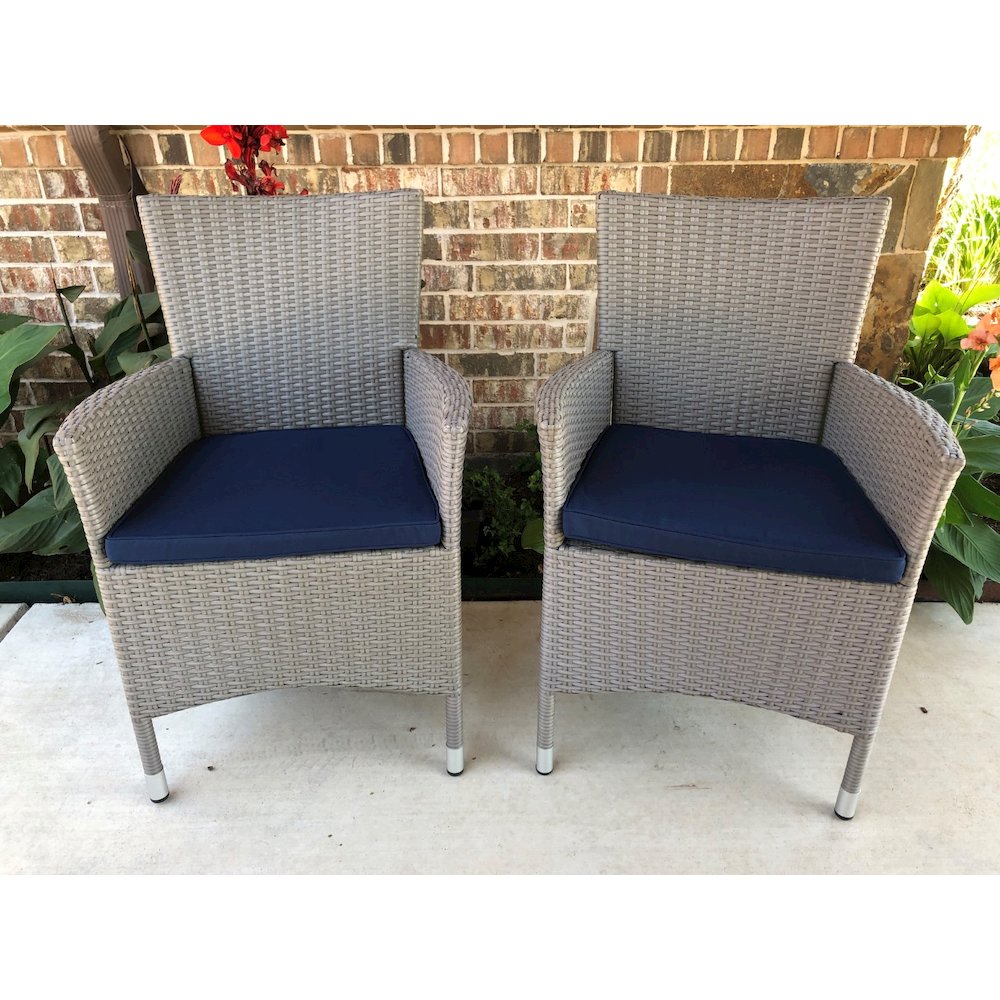 Bentana Resin Wicker/Steel Armchairs with Cushion (Set of 2)Light Grey. The main picture.