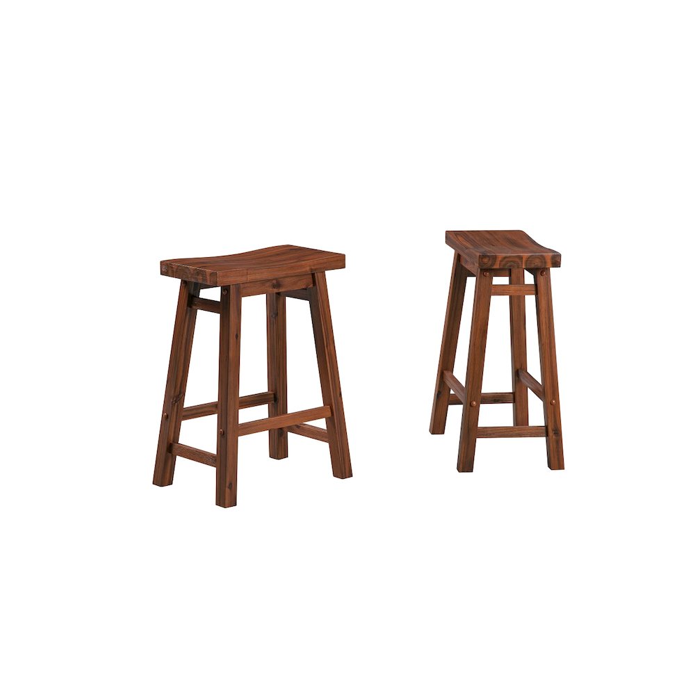 Sonoma Backless Saddle Counter Stools - Chestnut Wire-Brush - Set of 2. Picture 1