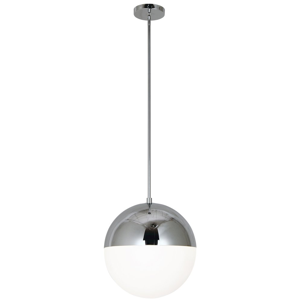 3 Light Halogen Pendant, Polished Chrome Finish with White Glass. Picture 1