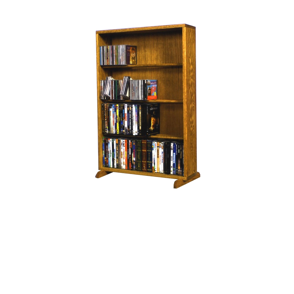 Solid Oak 4 Row Dowel DVD Cabinet Tower. The main picture.