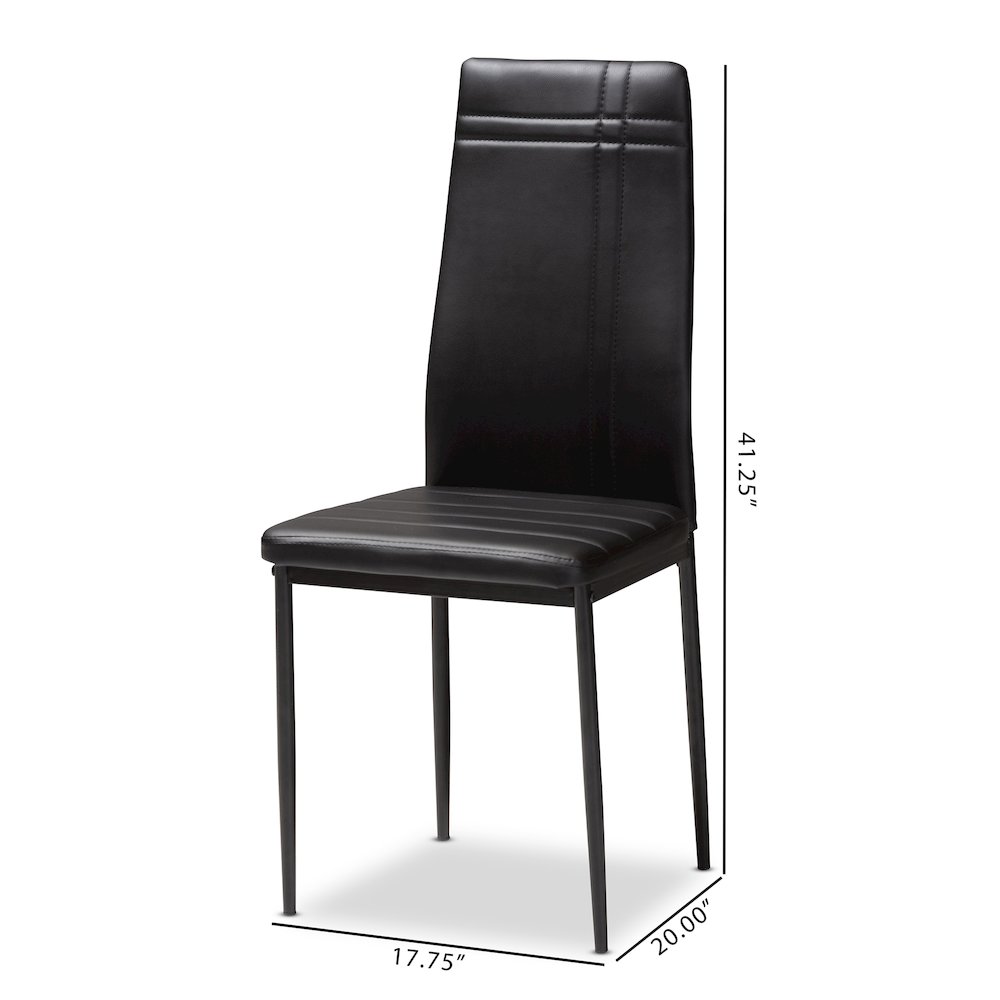 Matiese Modern and Contemporary Black Faux Leather Upholstered Dining Chair (Set of 4). Picture 6