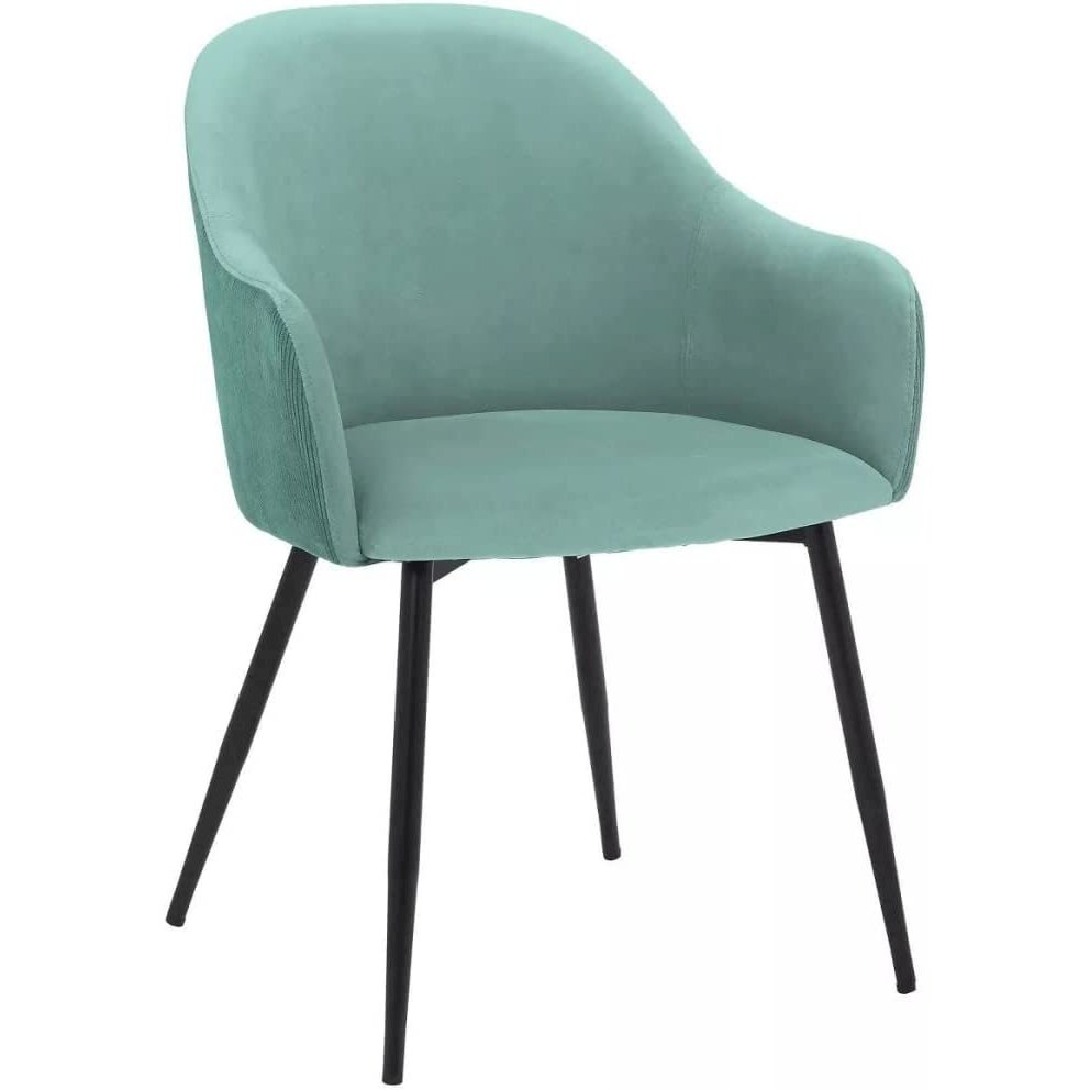 Pixie Two Tone Teal Fabric Dining Room Chair with Black Metal Legs. Picture 1