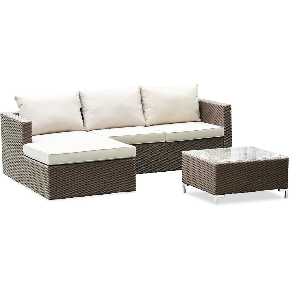 Wicker Patio Set Brown, ACL3S02A. Picture 1