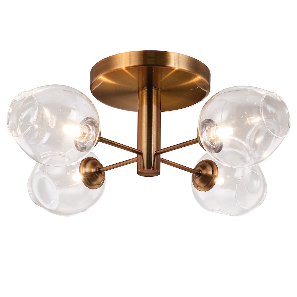 4 Light Semi Flush, Vintage Bronze with Clear Glass. Picture 1