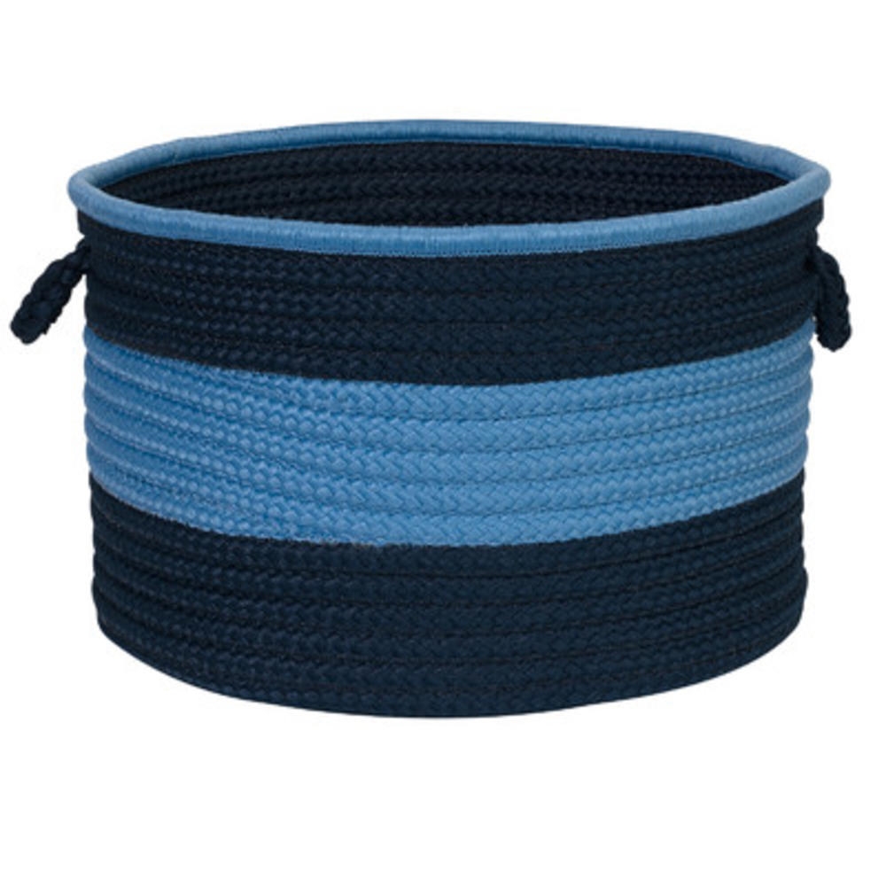 Color Block Round Basket - Navy/Blue 14"x10". Picture 1