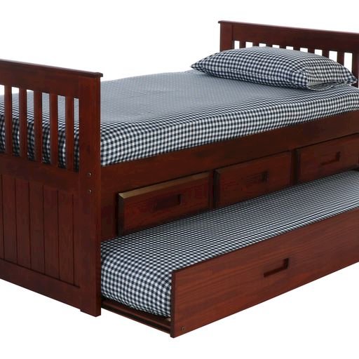 Twin Mission Rake Bed W/3 Drawer Elevation Kit And Twin Trundle. Picture 4