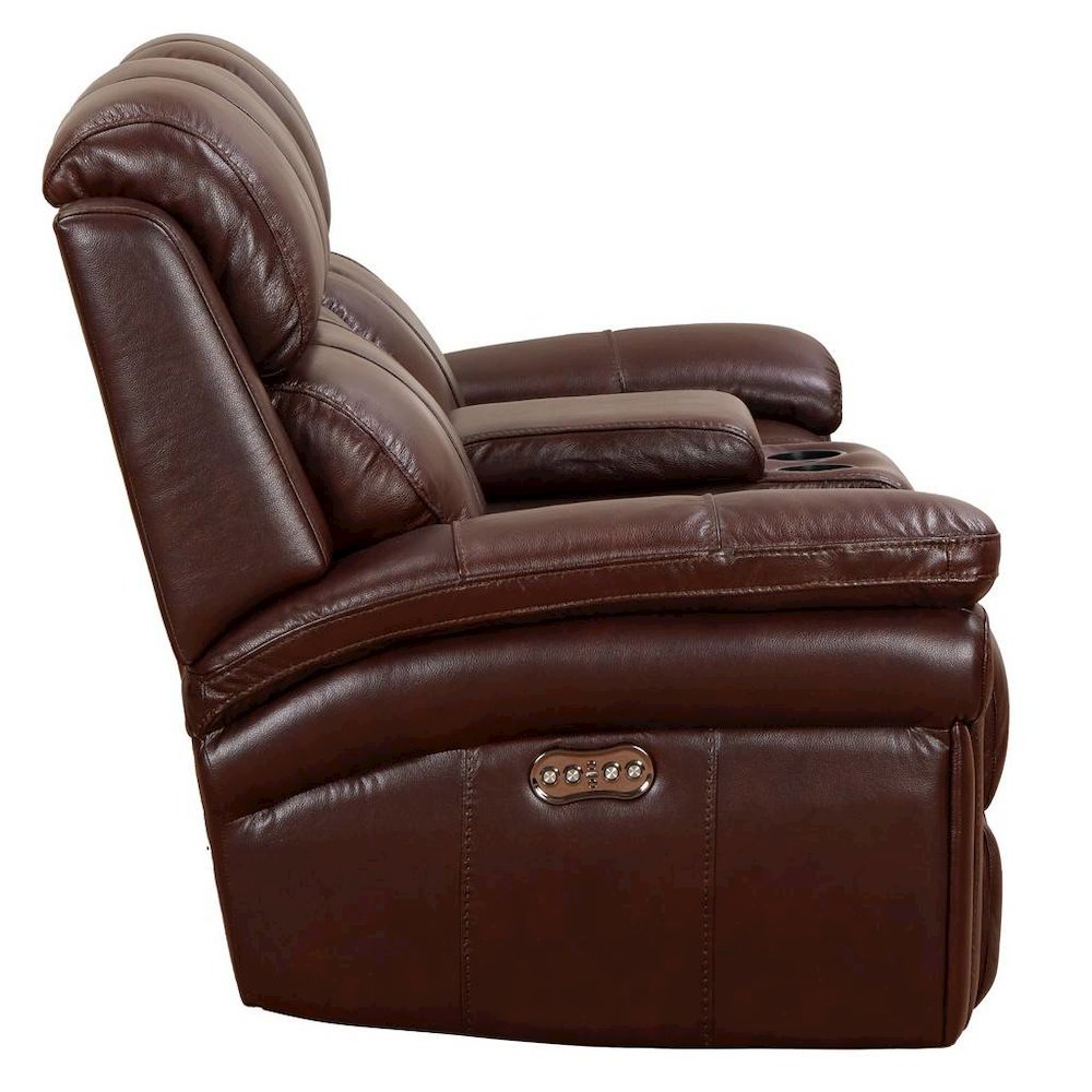 Luxe Leather Reclining Loveseat with Power Headrest. Picture 2