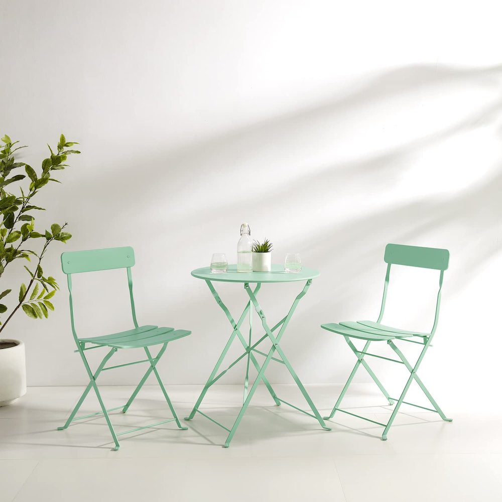 Karlee 3Pc Indoor/Outdoor Metal Bistro Set Mint - Bistro Table & 2 Chairs. Picture 5