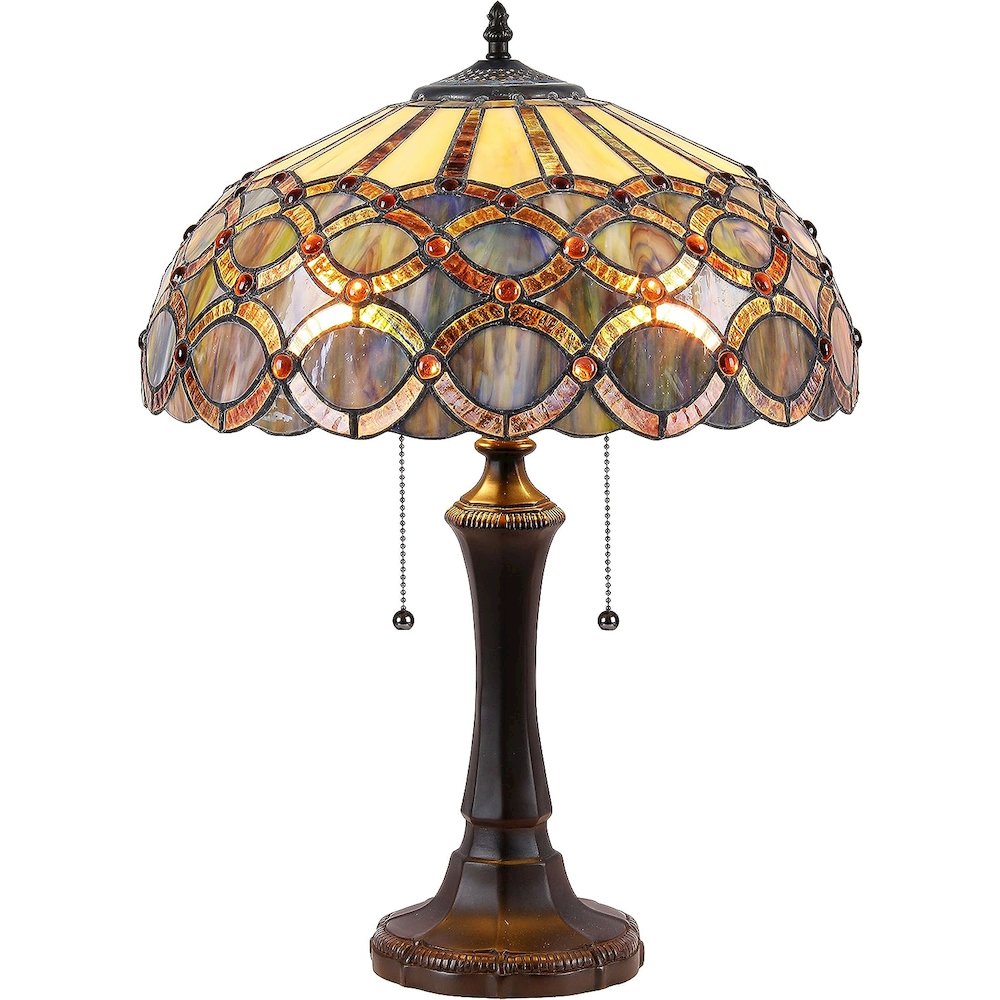 PRISMA Tiffany-style 2 Light Table Lamp 16" Shade. Picture 1