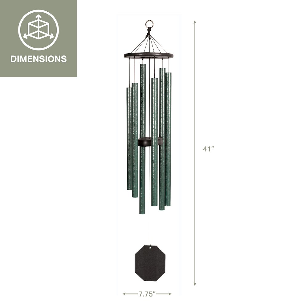 Wind Chime made with powder coated Aluminum tubes in Malachite. Picture 2