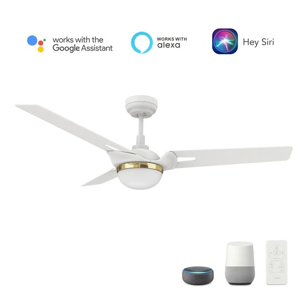 Bedford 52'' Smart Ceiling Fan with Remote, Light Kit Included White Finish. Picture 4