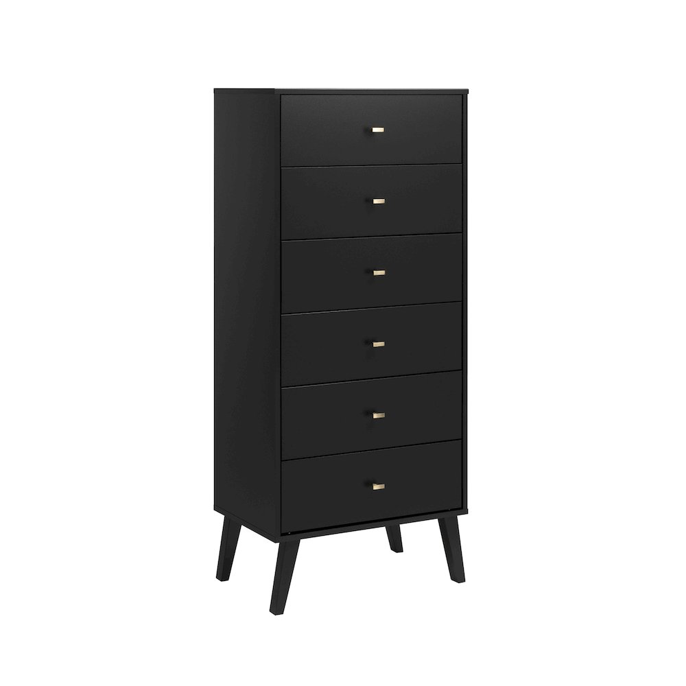 Milo MCM Tall 6-drawer Chest - Black. Picture 1