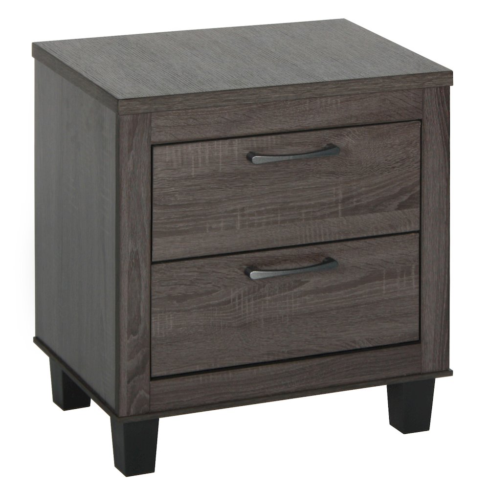 Better Home Products Silver Fox Mid Century Modern 2 Drawer Nightstand in Gray. Picture 1