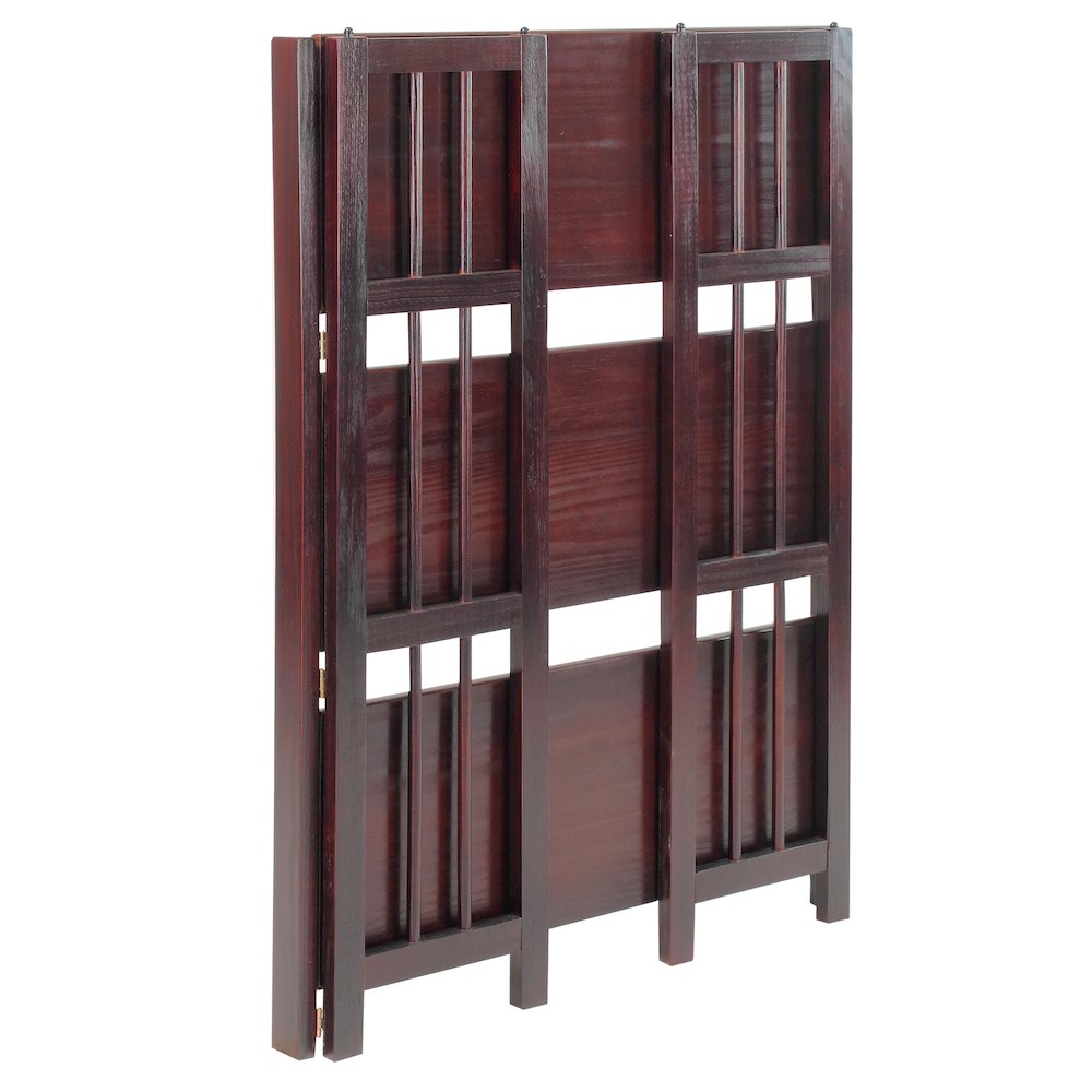 3-Shelf Folding Stackable Bookcase 27.5" Wide-Espresso. Picture 6