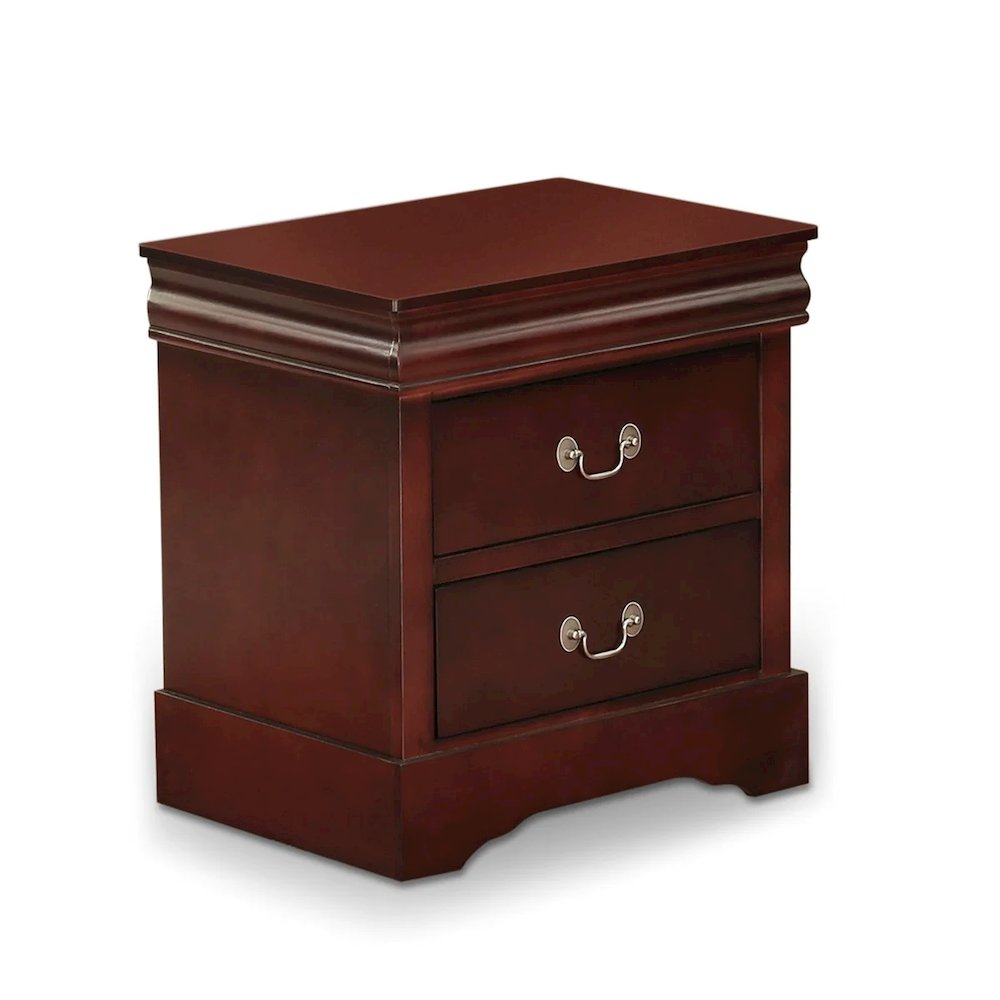 East West Furniture 1-Piece mid century Wooden Night Stand with 2 Wood Drawers for Bedroom – Walnut Finish. Picture 1