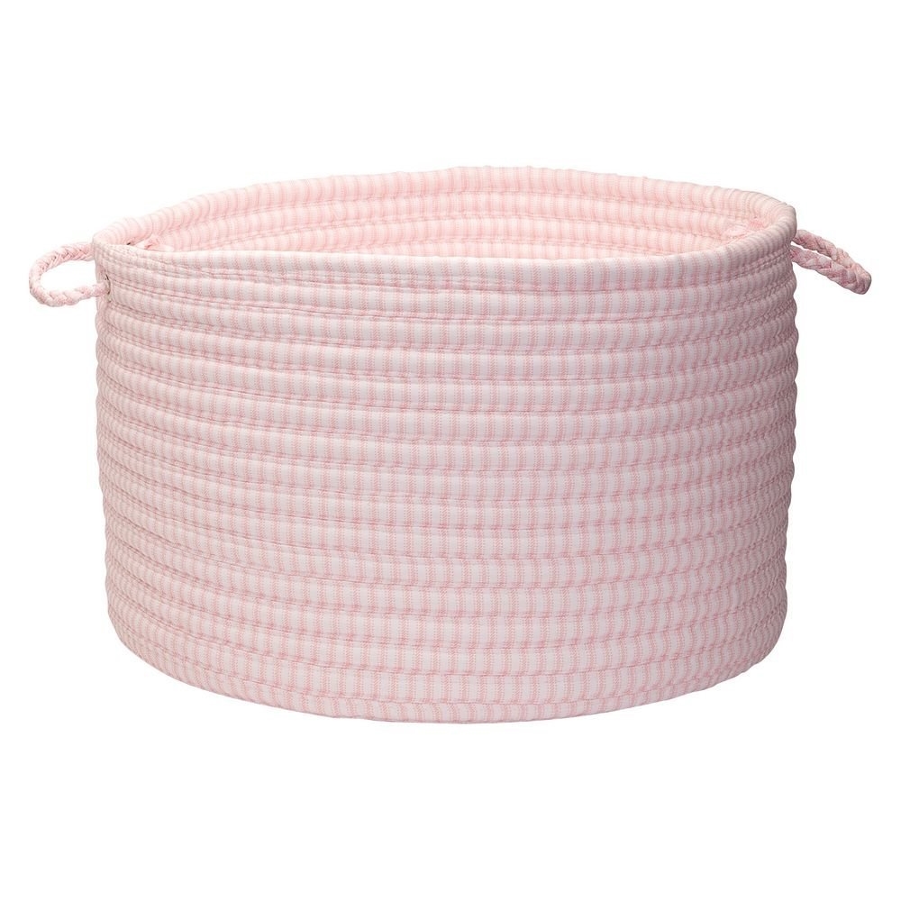 Ticking Solids Pink 14"x10" Basket. Picture 1