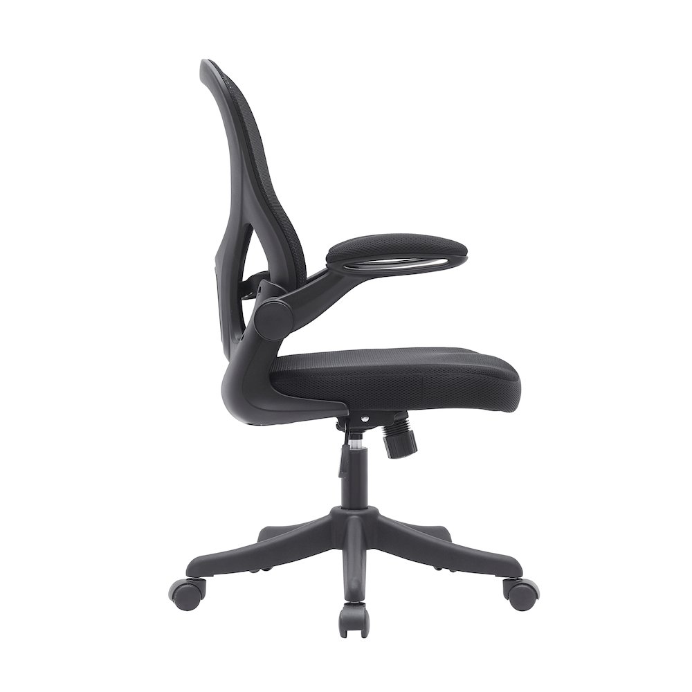 Techni Mobili Black Mesh Office Chair with Lumbar Support and Flip-Up Arms. Picture 3