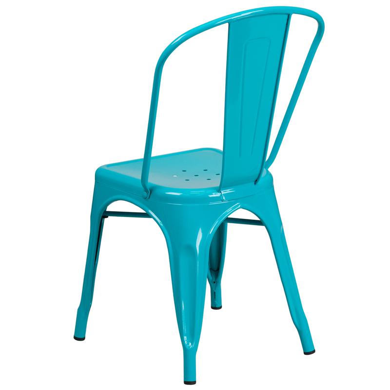 Commercial Grade Crystal Teal-Blue Metal Indoor-Outdoor Stackable Chair. Picture 3