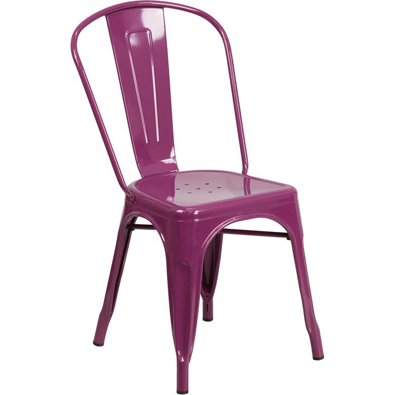 Commercial Grade Purple Metal Indoor-Outdoor Stackable Chair. Picture 1