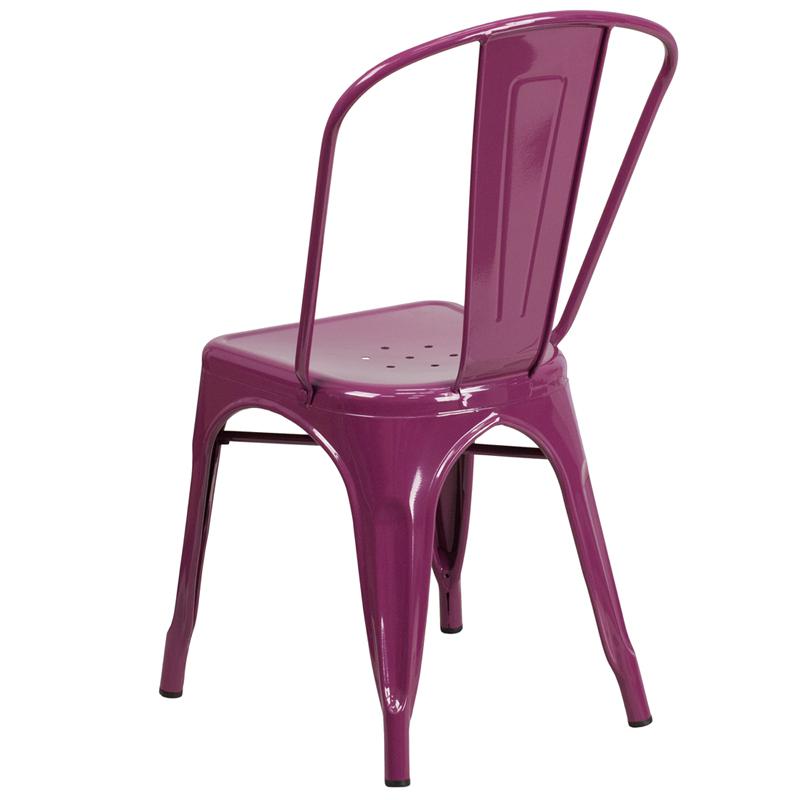 Commercial Grade Purple Metal Indoor-Outdoor Stackable Chair. Picture 3