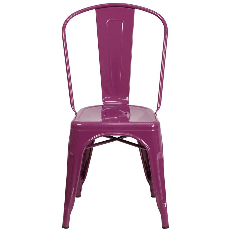 Commercial Grade Purple Metal Indoor-Outdoor Stackable Chair. Picture 4