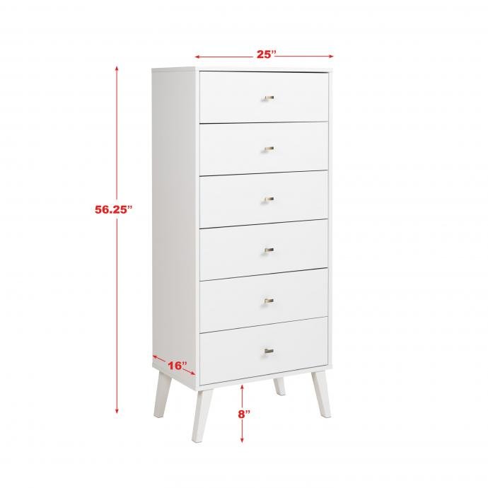 Milo MCM Tall 6-drawer Chest - White. Picture 1