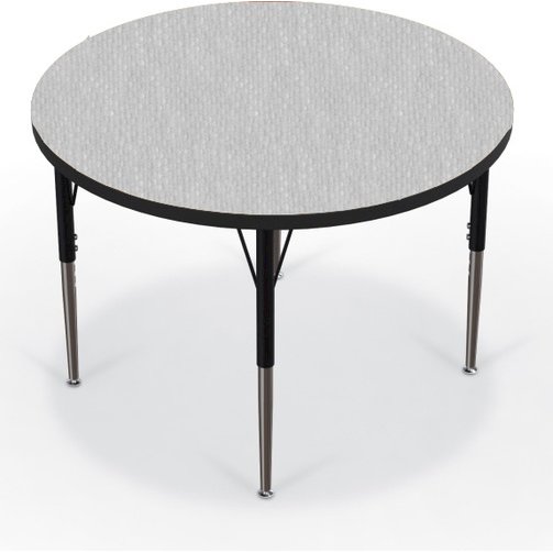 Activity Table - 36" Round - Gray Nebula Top Surface - Black Edgeband. Picture 1