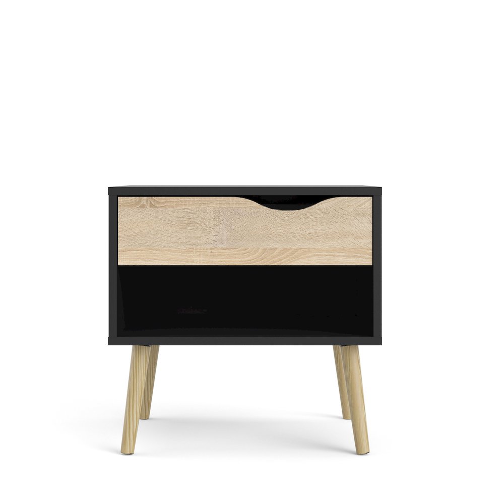 Diana 1 Drawer Nightstand, Black Matte/Oak Structure. Picture 1