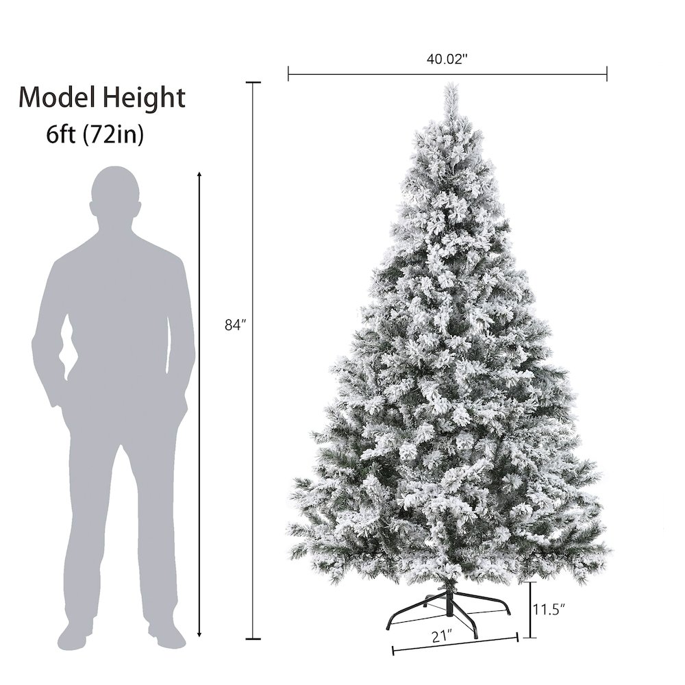 7ft Pre-Lit Flocked Artificial Christmas Tree. Picture 8