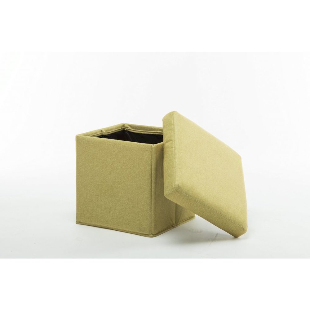 Upholstered Folding Storage Ottoman [Mustard Yellow]. Picture 2