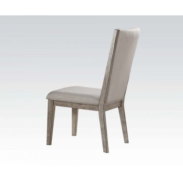 ACME Rocky Side Chair (Set-2), Fabric & Gray Oak. Picture 1