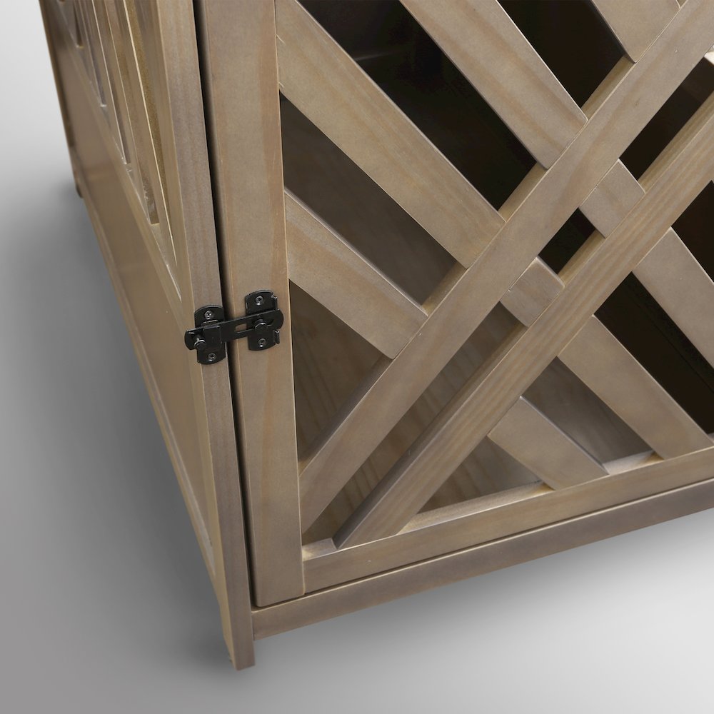 Modern Lattice Wooden Pet Crate End Table. Picture 6