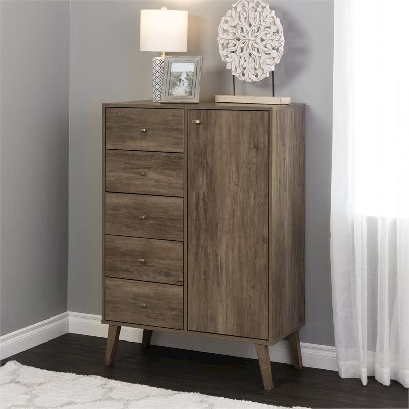 Milo 5-drawer Chest with Door, Drifted Gray. Picture 3