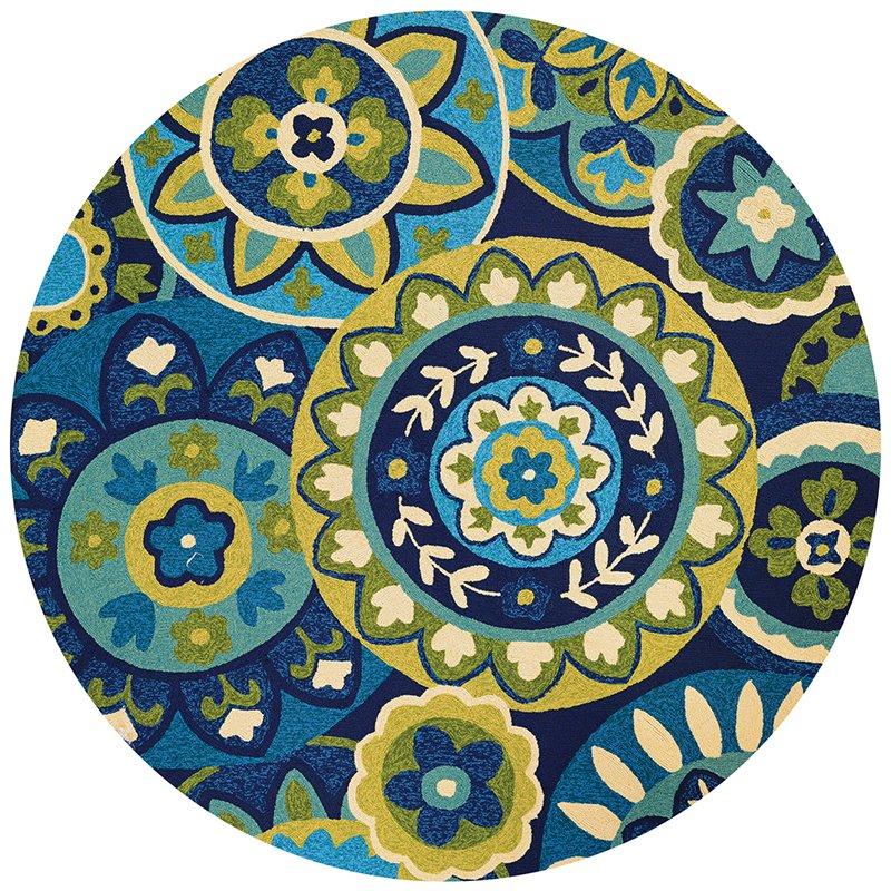 Rip Tide Area Rug, Ocean/Green ,Round, 7'10" x 7'10". Picture 1