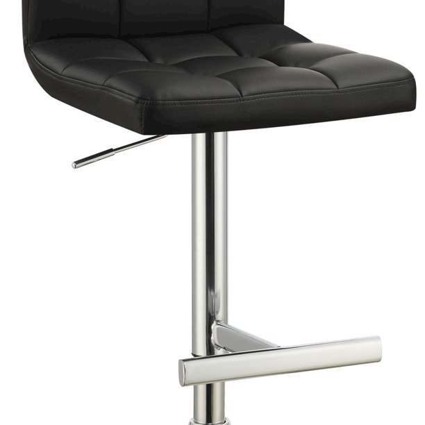 Lenny Adjustable Bar Stools Chrome and Black (Set of 2). Picture 3