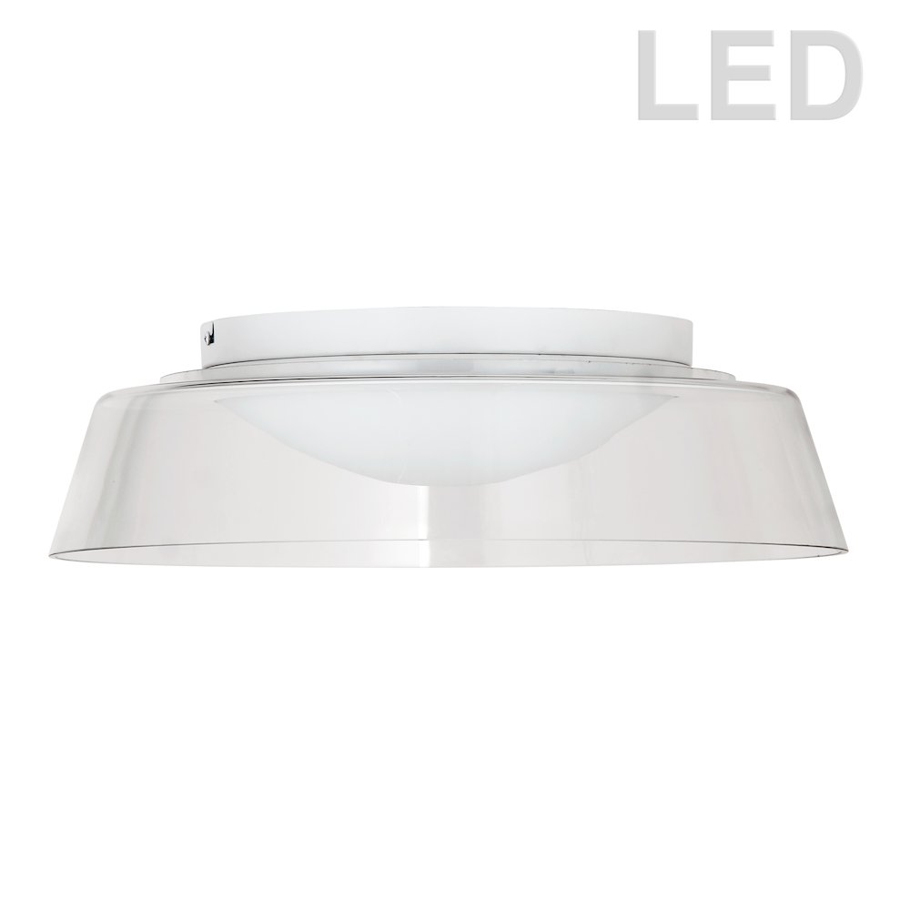 35W Flush Mount, Matte White with Clear Glass. Picture 1