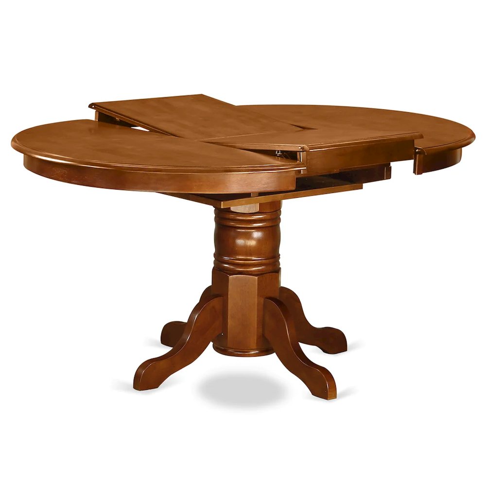 AVPL7-SBR-C 7 PcAvon Dining Table featuring Leaf and 6 Fabric Seat Chairs in Saddle Brown .. Picture 4