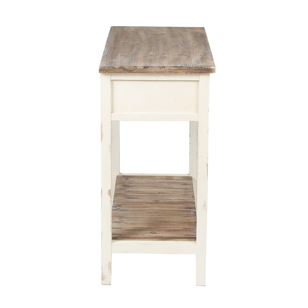 Distressed White and Wood 2-Drawer 1-Shelf Console and Entry Table. Picture 8