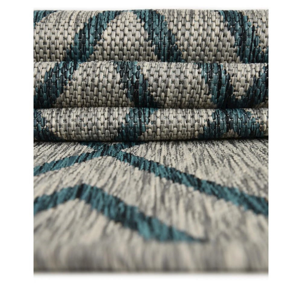 Jill Zarin Outdoor Turks and Caicos Area Rug 7' 10" x 10' 0", Oval Gray Teal. Picture 2