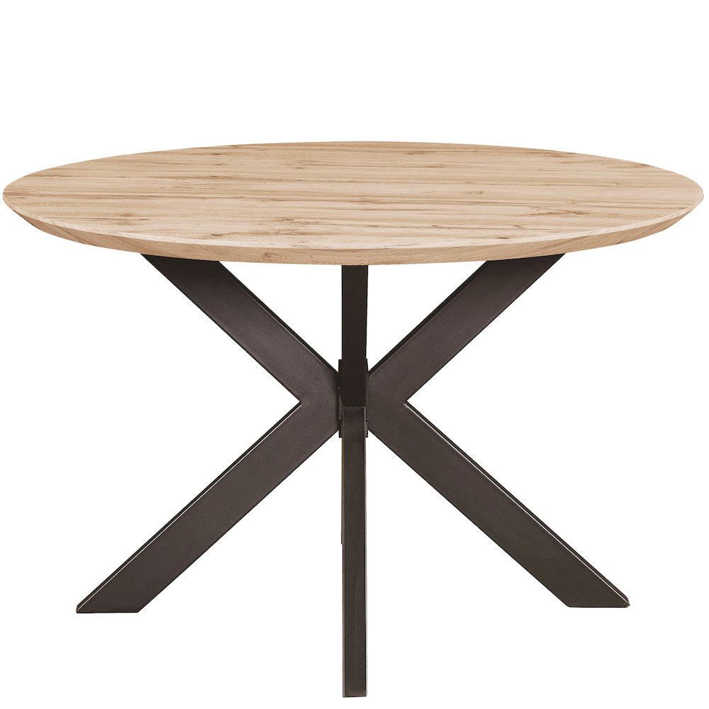 Ravenna 47" Round Wood Dining Table With Modern Metal Base. Picture 2